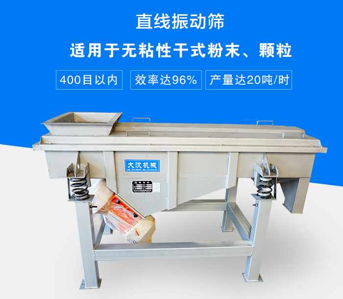直線振動篩適用于無粘性干式粉末、顆粒,產量達20噸/時